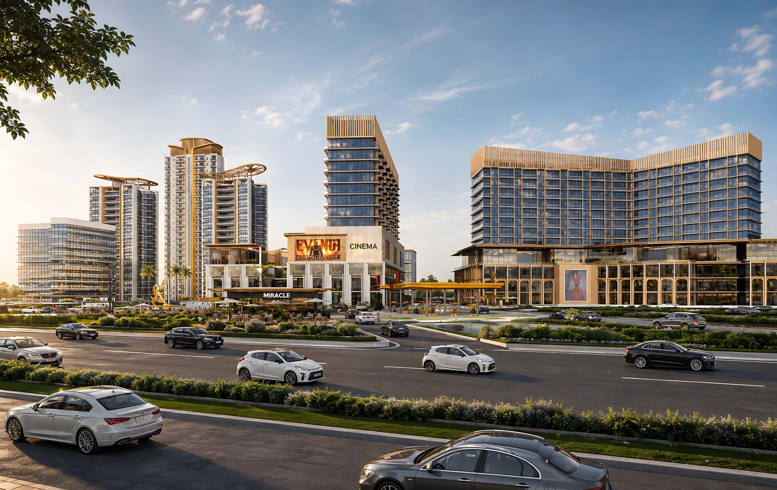 Commercial frontage and residential towers, artist's impression