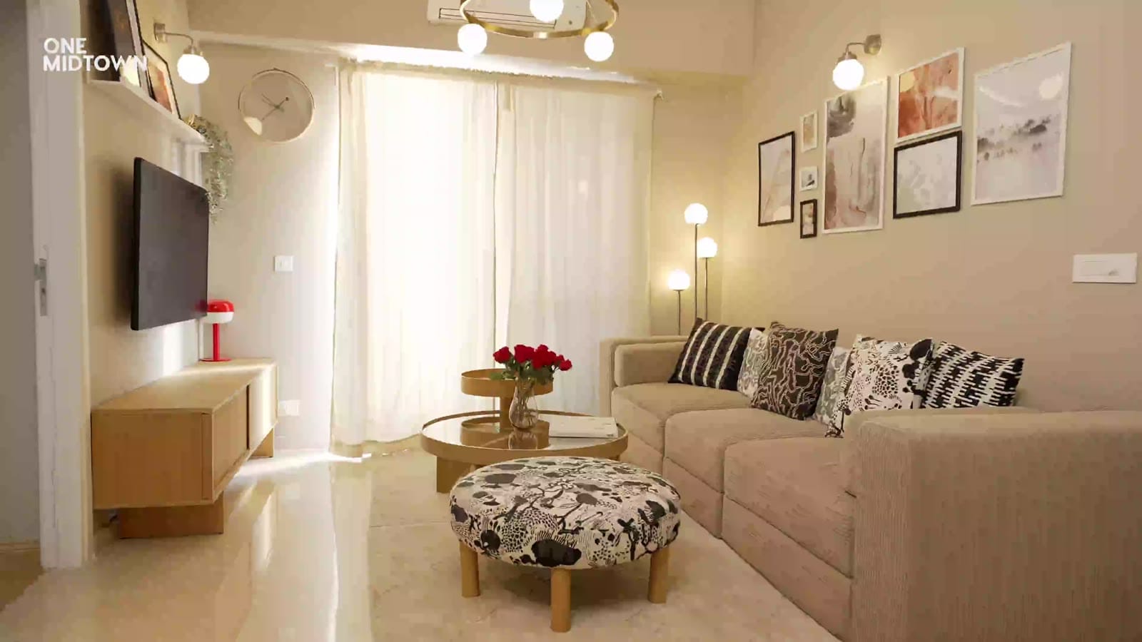 Living room, 3 BHK sample apartment, Tower C