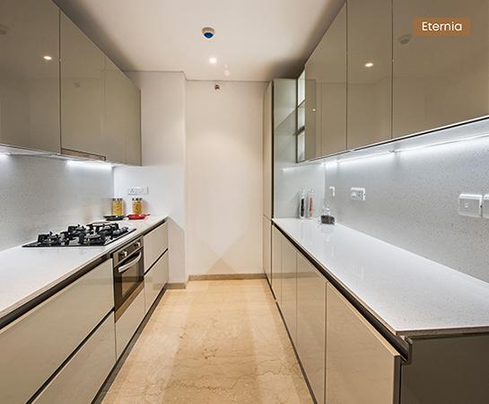 Kitchen, sample 3 BHK residence, Eternia & Enigma
