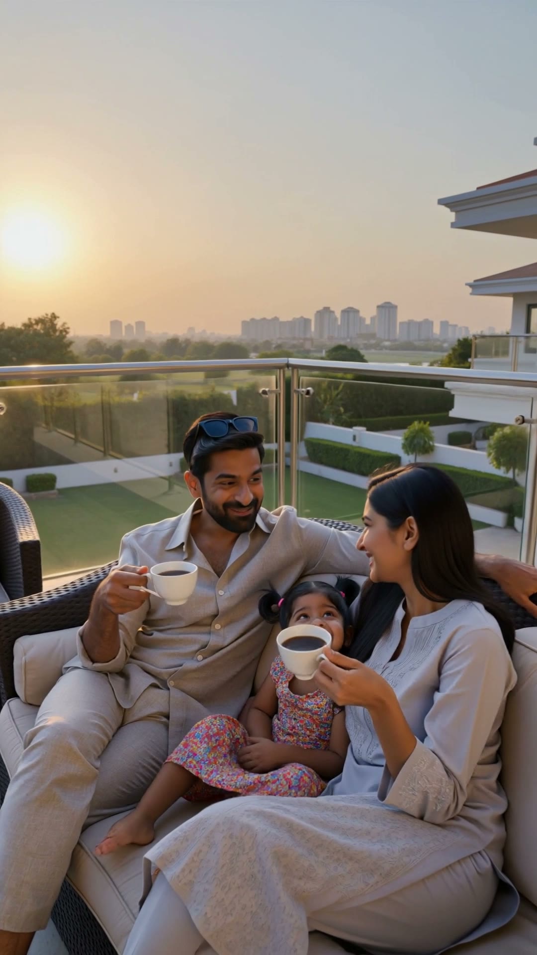 Evening on the balcony — conceptual visualisation, not the actual project