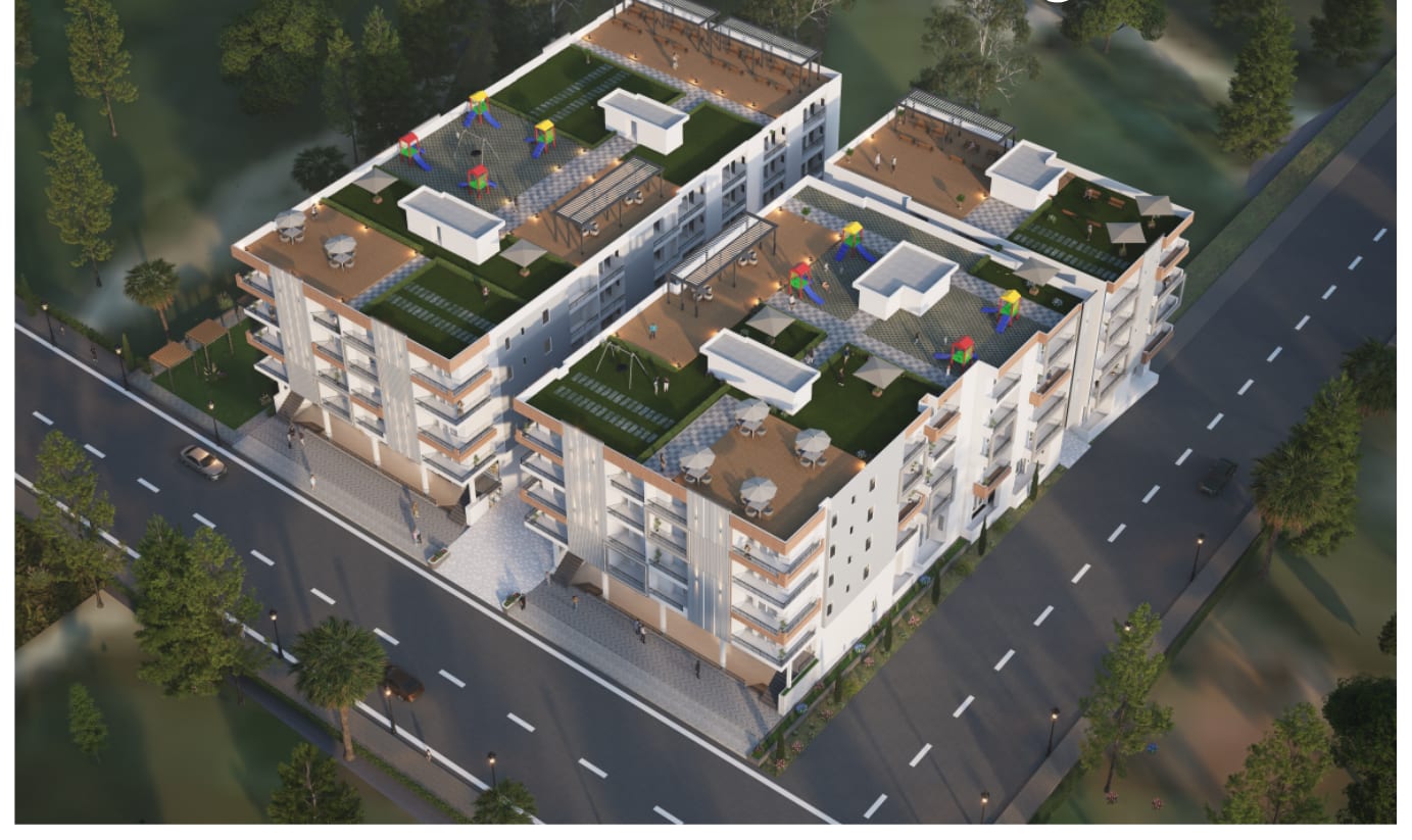 Bird's-eye view of Twin Crown — artist's impression