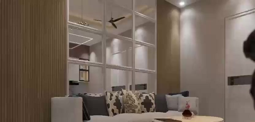 Living area, 3 BHK sample flat — artist's impression